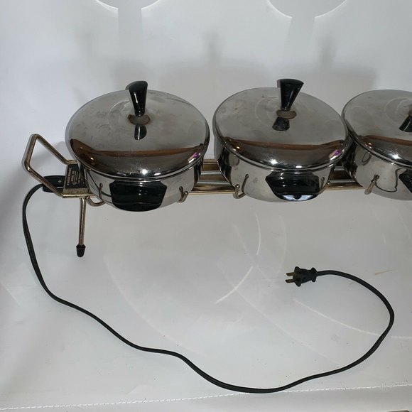 Vintage Farberware Buffet 3 Chafer Server Warmer Stainless Steel Model 383 MCM - Picture 8 of 8